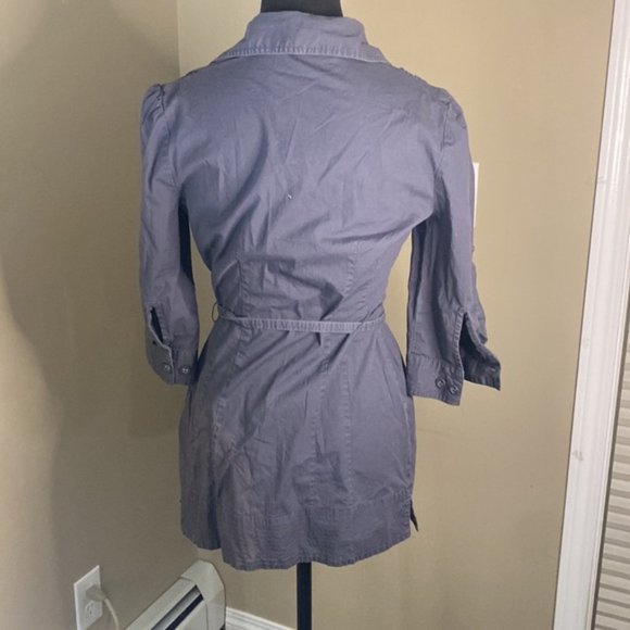 Smart set womens button down grey blouse with belt at the waist small - Picture 2 of 4